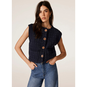 Mint Velvet Navy Boucle Sleeveless Jumper